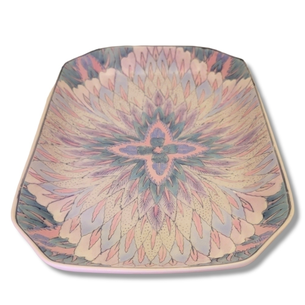 TOYO Vintage Plate, Plumage Fantasy, Pastel 80s Geometric Dish